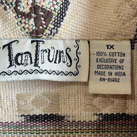 Vintage Tantrums Tapestry Geometric Print One Button Blazer Cream Tan Size 1X - Picture 5 of 6